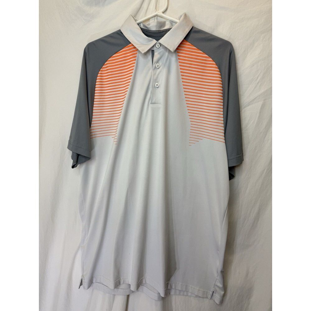 Under Armour Gray White Orange Medium Polo Shirt Casual Golf ColdBlack Wicking‎